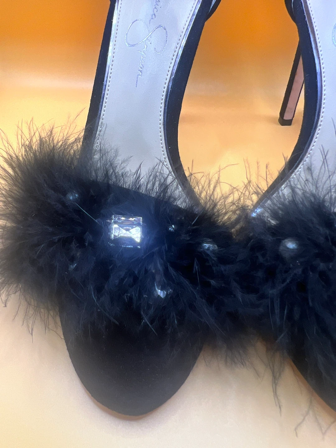 Jessica Simpson Black Feather Stiletto Heels - photo 4