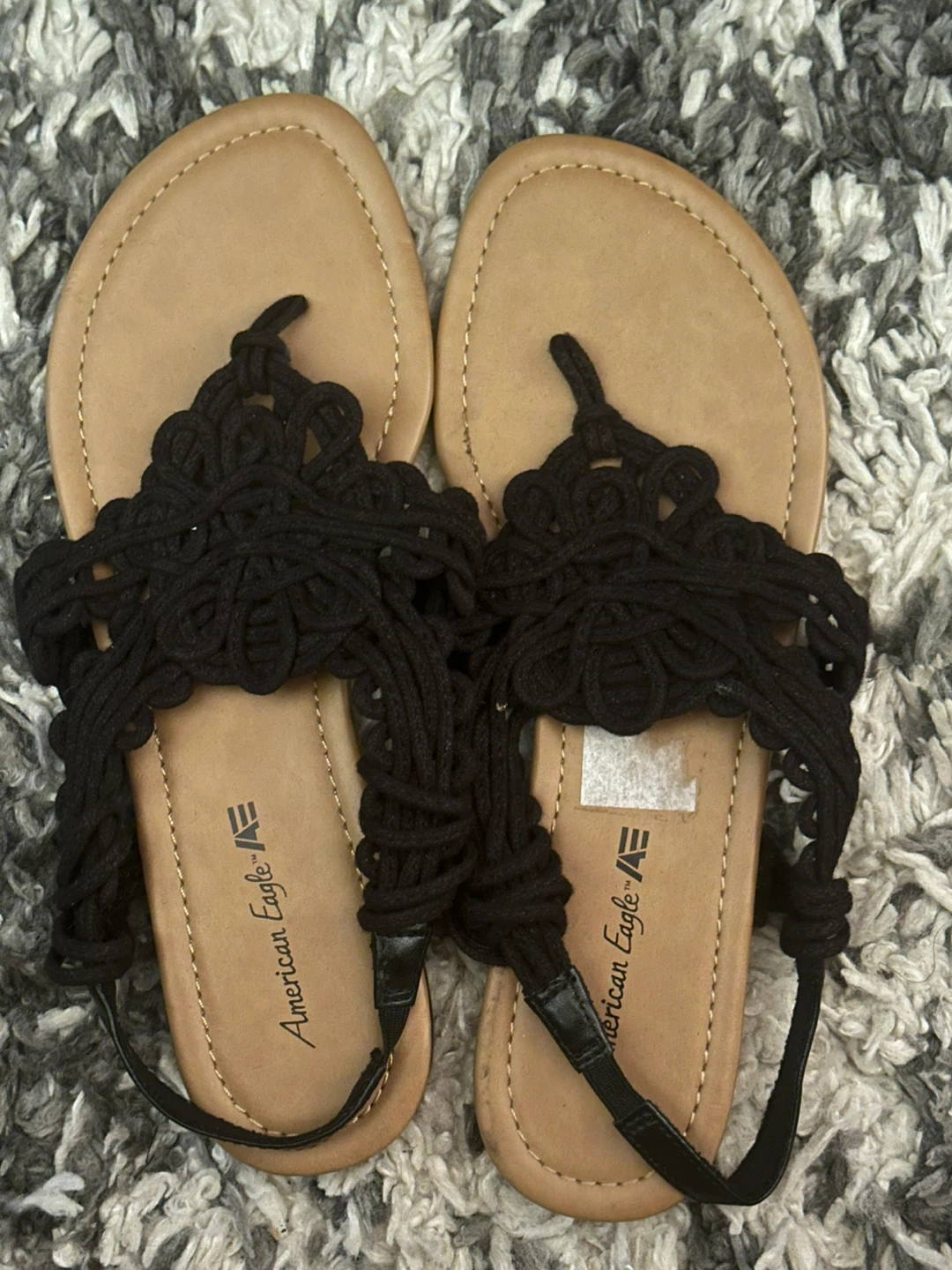 American Eagle Black Macrame Sandals