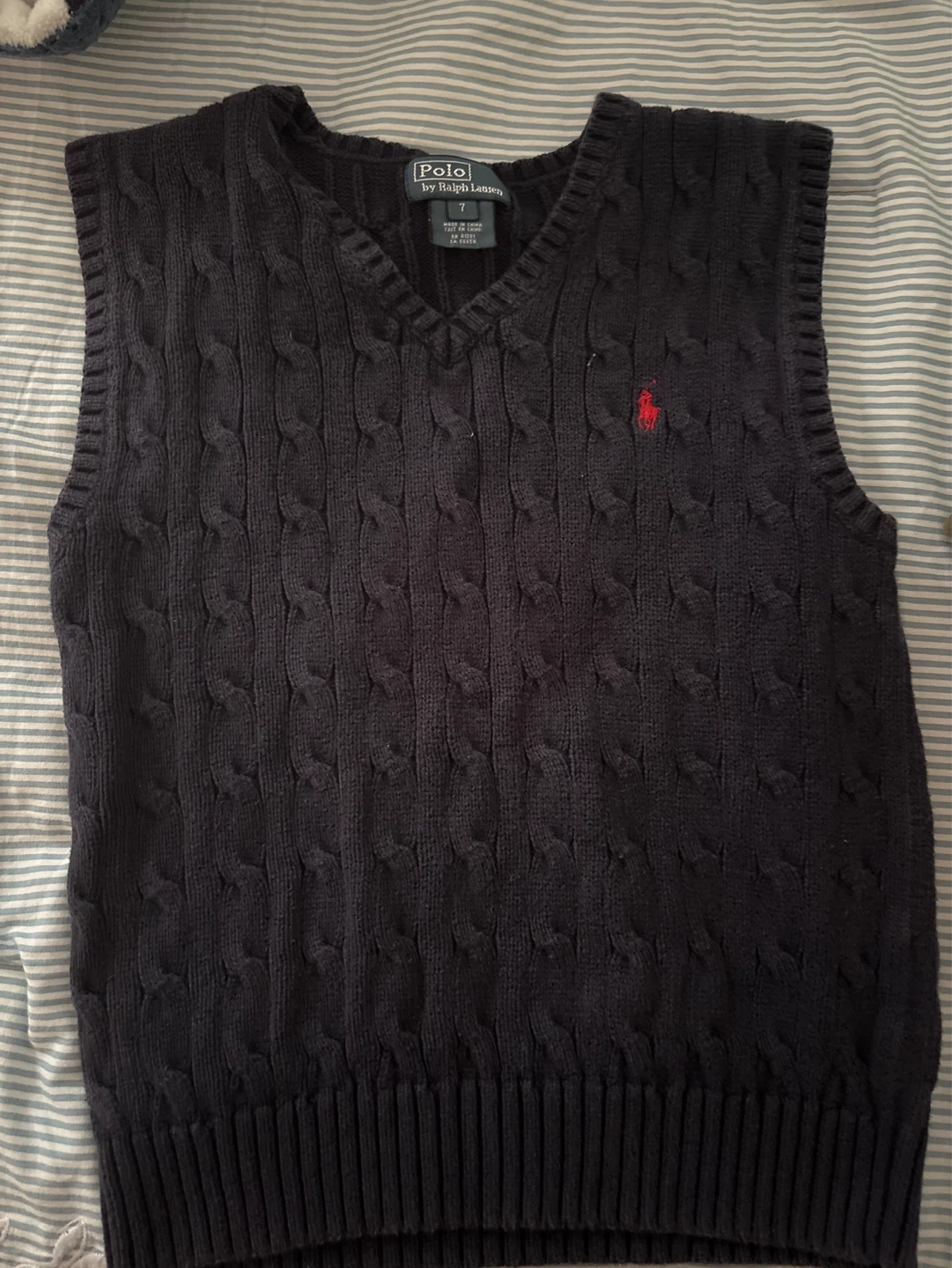 Polo Ralph Lauren Navy Cable Knit Sweater Vest Size 7⚽️