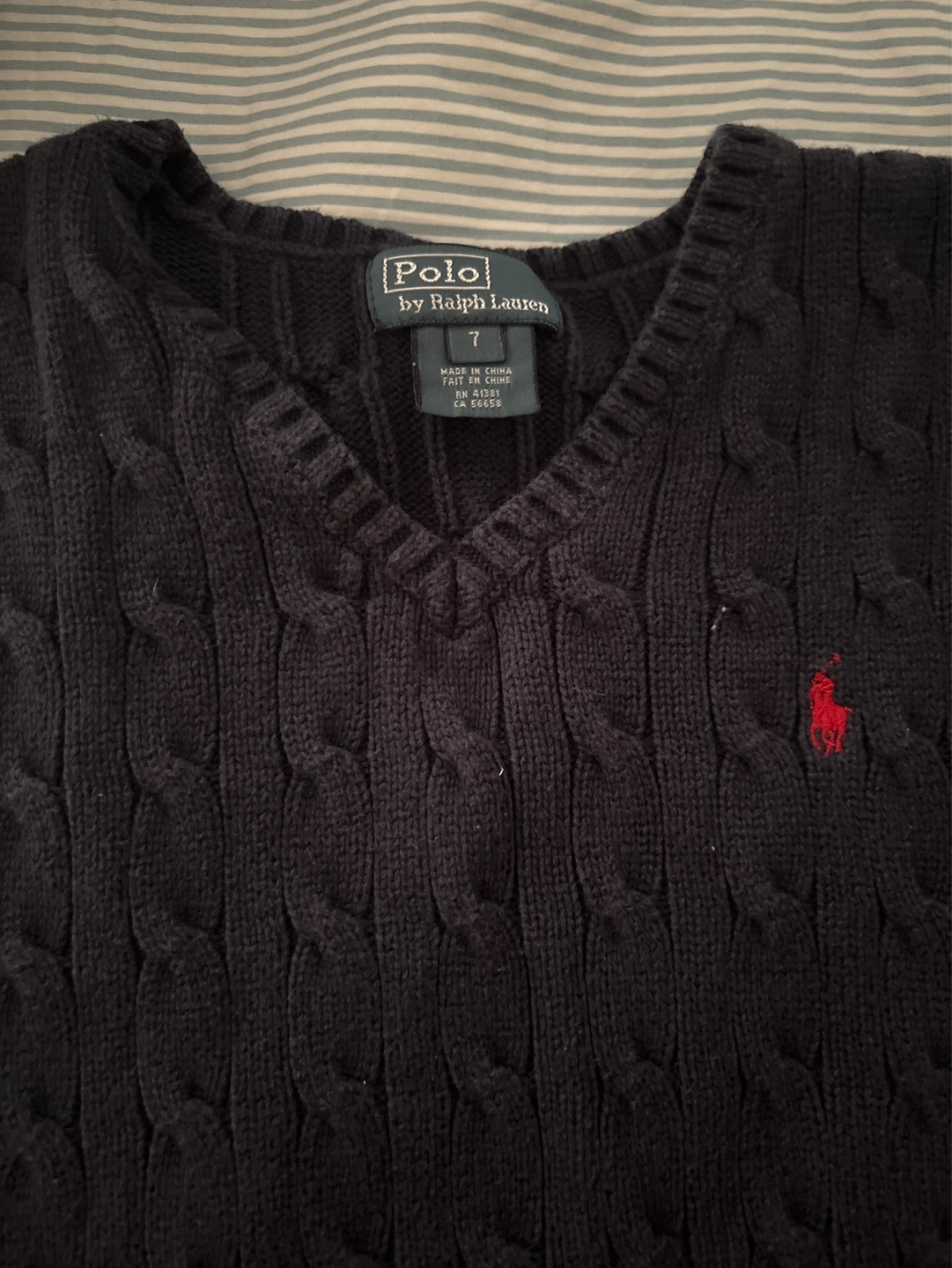 Polo Ralph Lauren Navy Cable Knit Sweater Vest Size 7⚽️ - photo 2