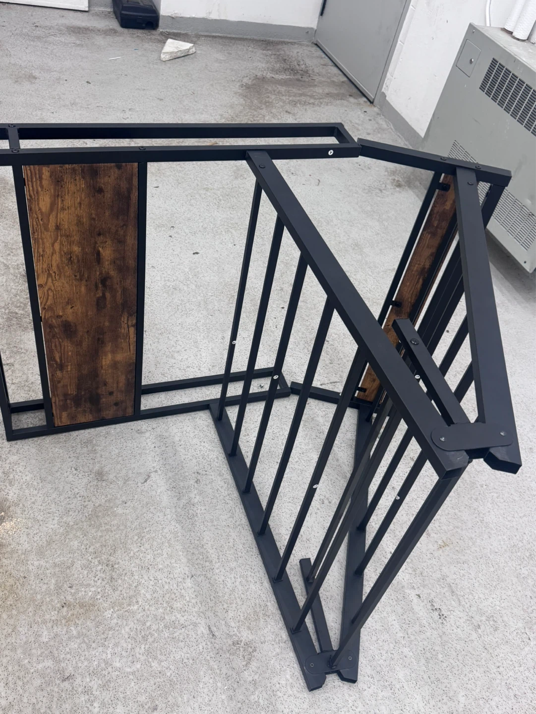 Industrial Style Metal Bed Frame twin with Wood Accents - photo 3