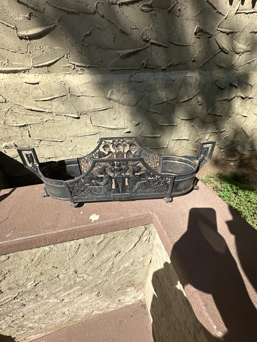 Antique Ornate Metal Planter Tray - photo 3