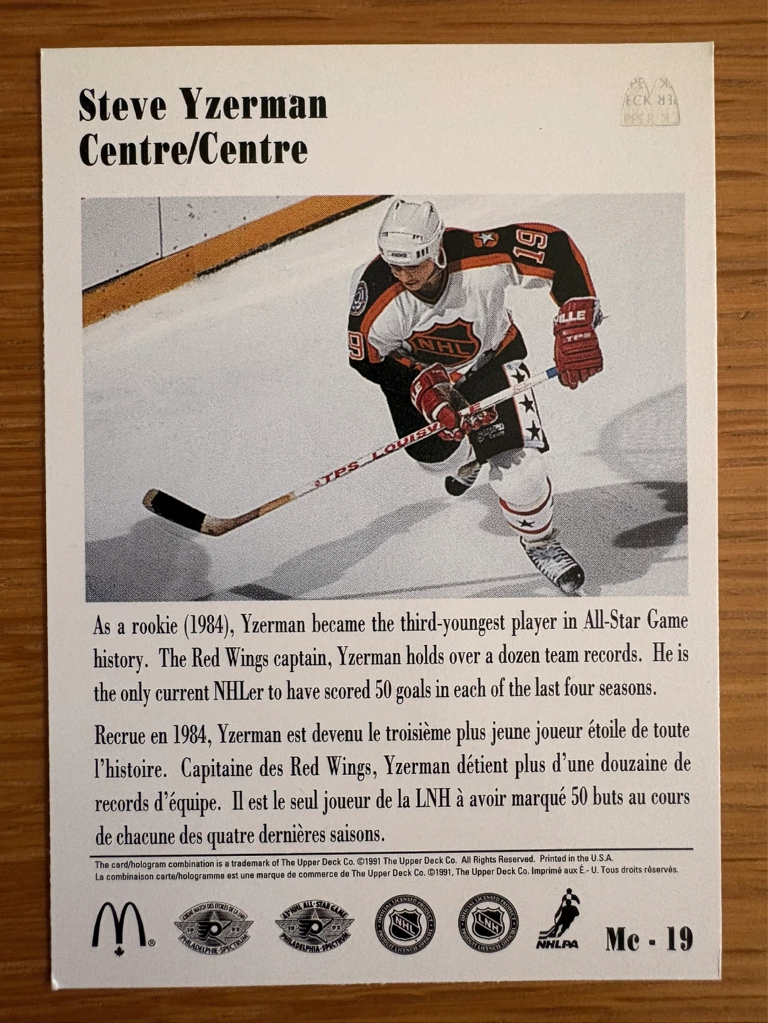 Upper Deck Steve Yzerman Hockey Card - photo 2