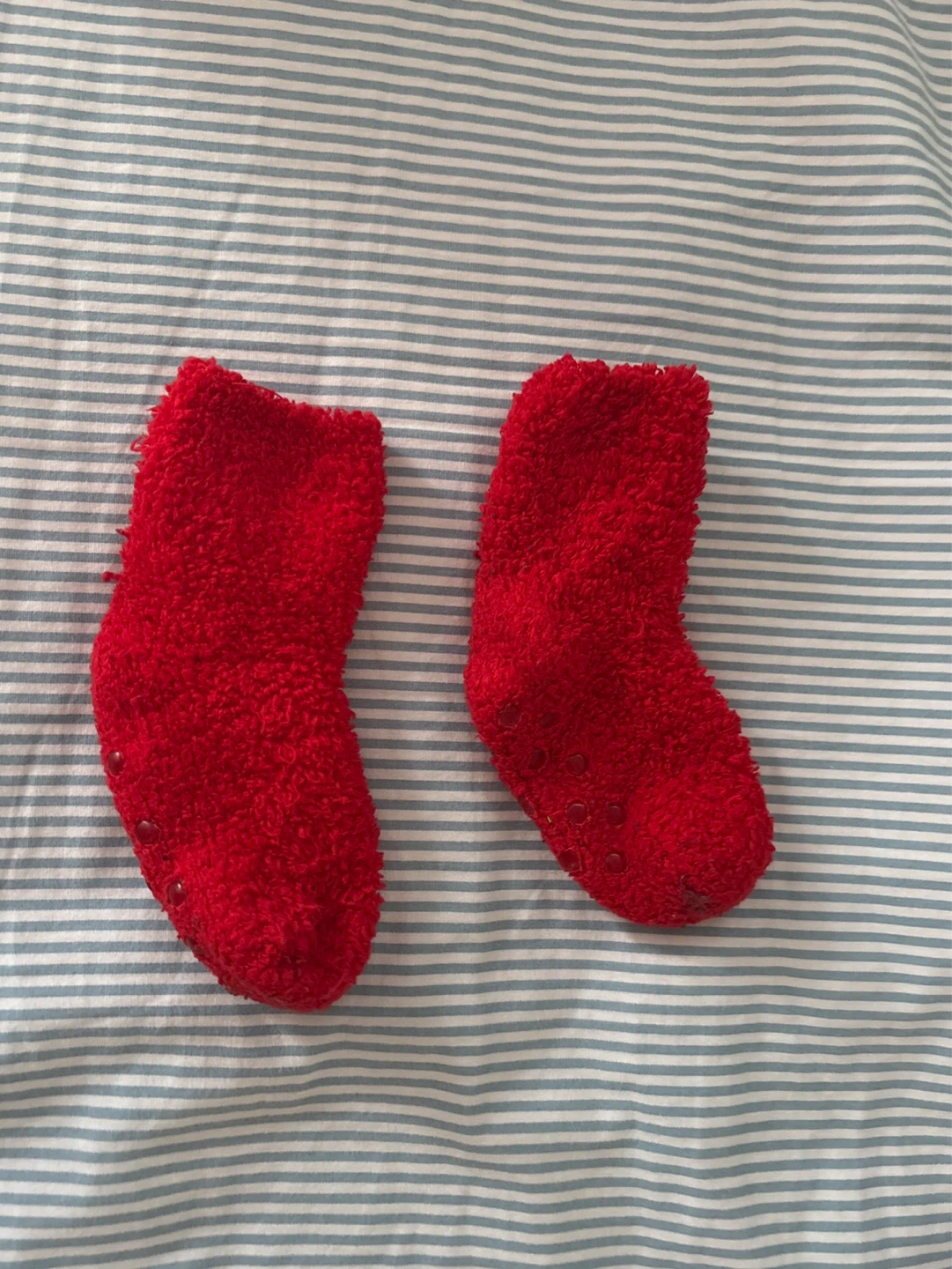 Red Fuzzy Socks with Grips⚽️