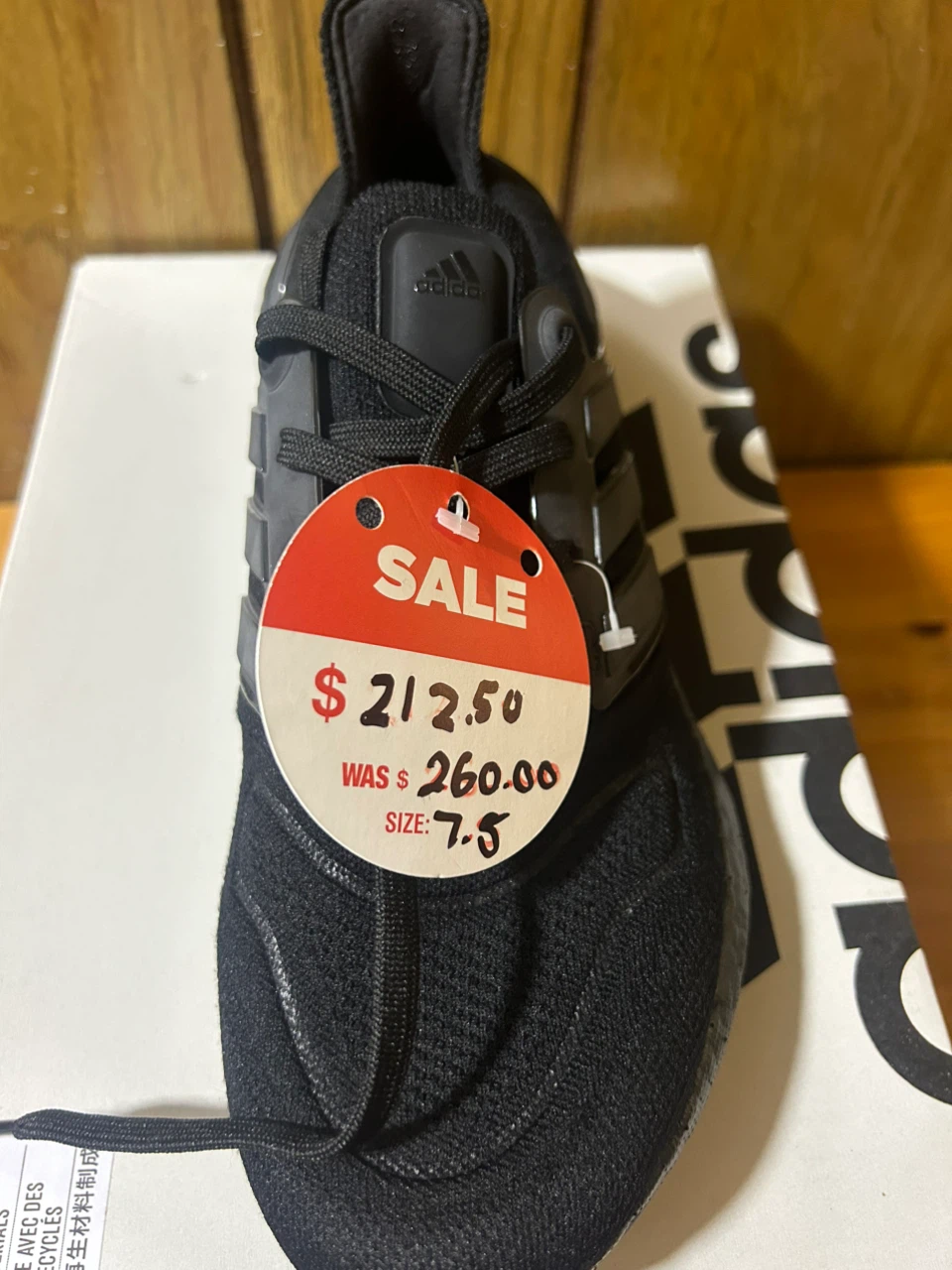 Adidas Ultraboost Running Shoes - Black - Size 7.5