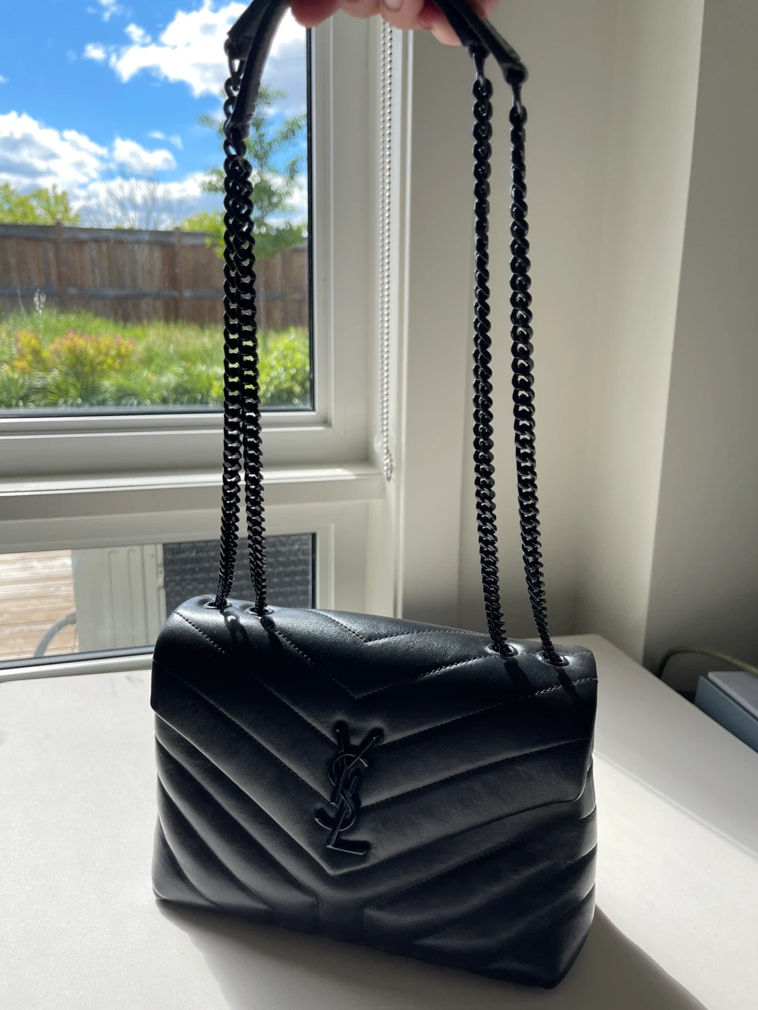 YSL Saint Laurent So Black Leather Chevron Shoulder Bag - photo 3