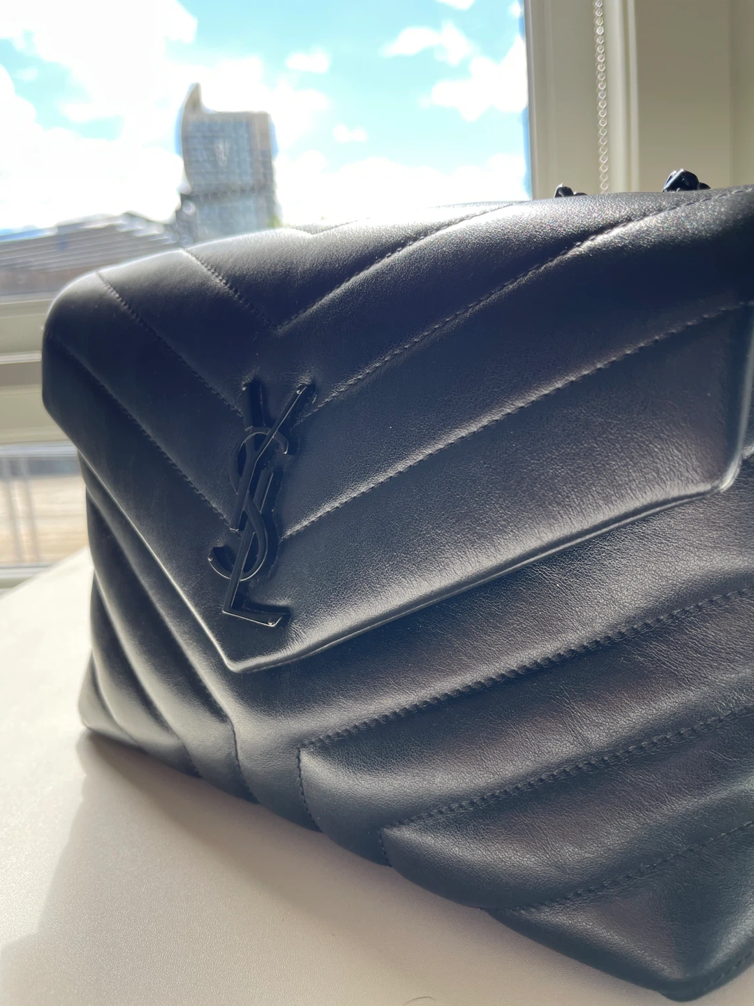 YSL Saint Laurent So Black Leather Chevron Shoulder Bag - photo 2