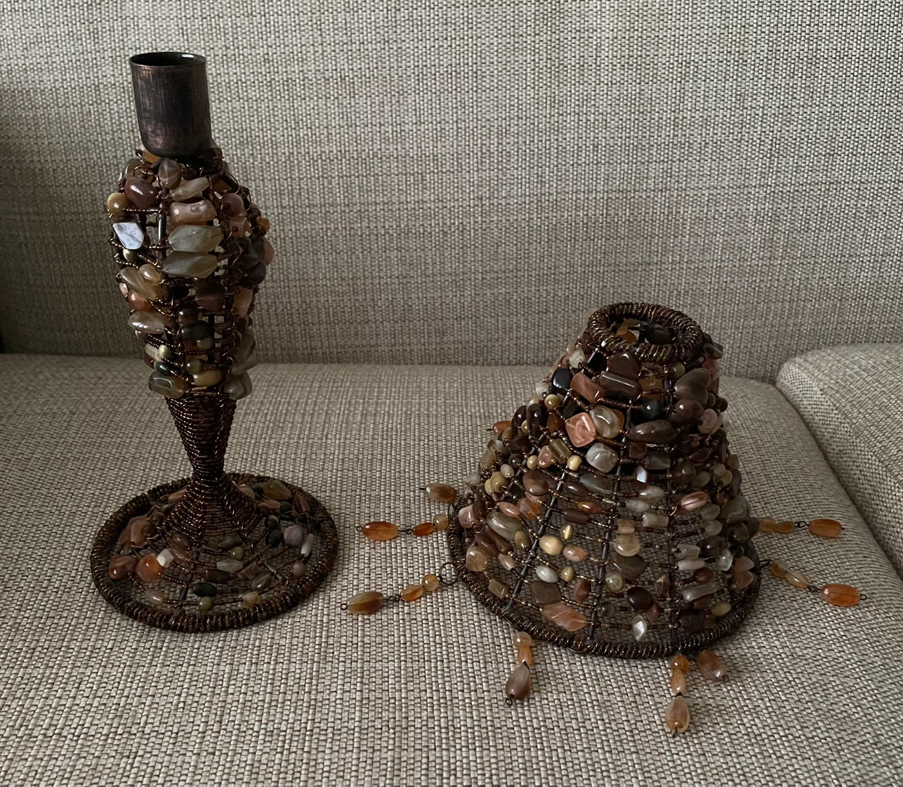 🌱 Beaded Candlestick Holder and Lamp Shade - photo 2