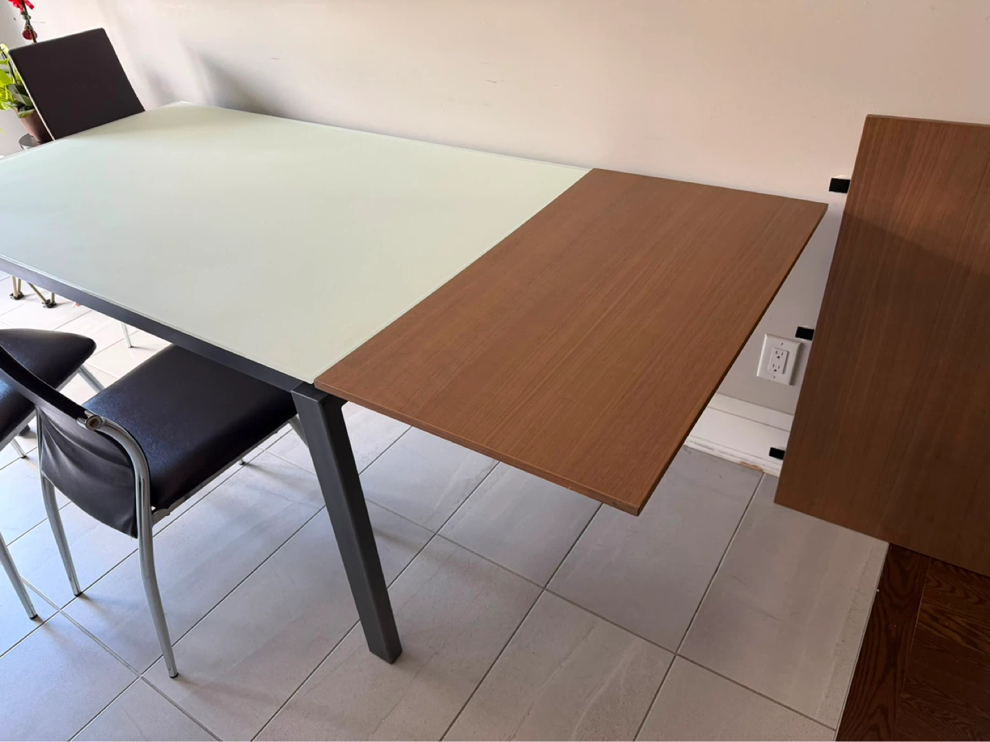 Glass Top Dining Table with Extension Leaf - photo 2
