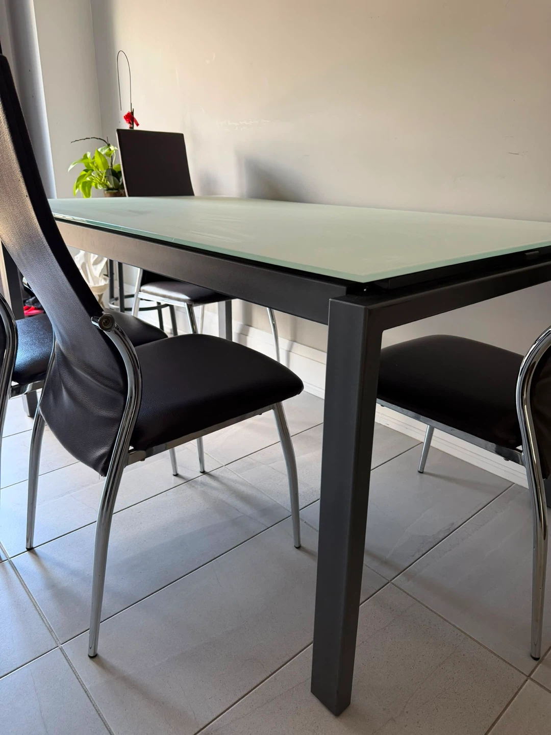 Glass Top Dining Table with Extension Leaf