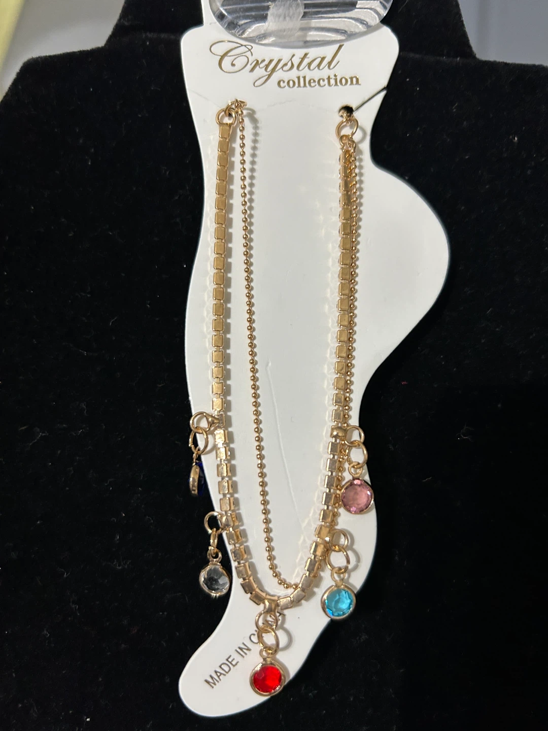 Gold tone layered ankle bracelet with colorful charms - photo 4