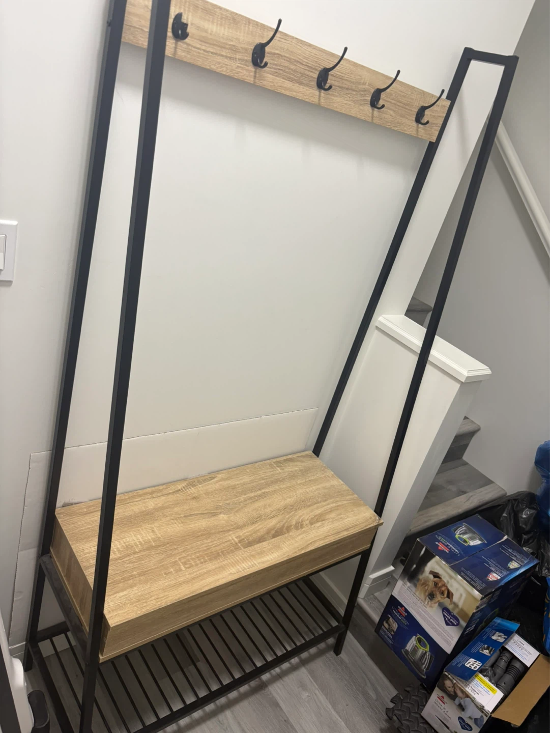 Hall Tree Bench with Coat Hooks and Storage - photo 2