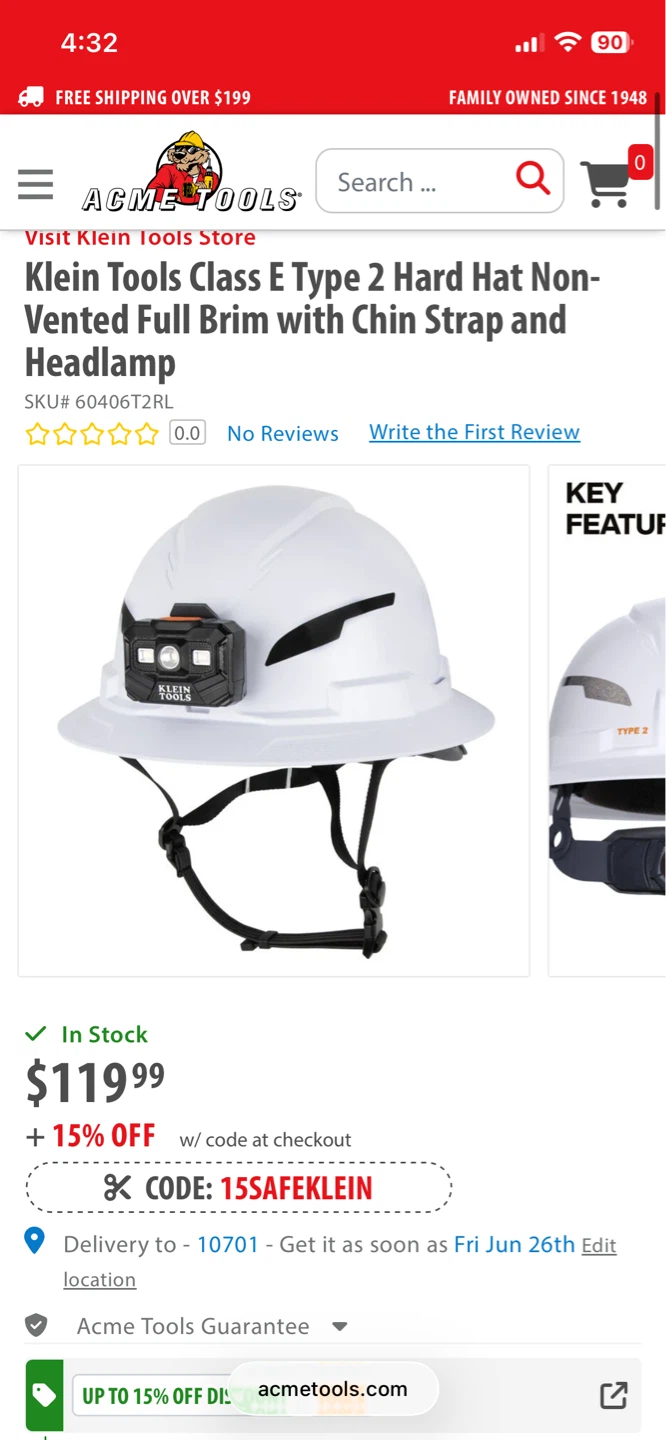 Klein Tools White Full Brim Hard Hat with Headlamp - photo 2