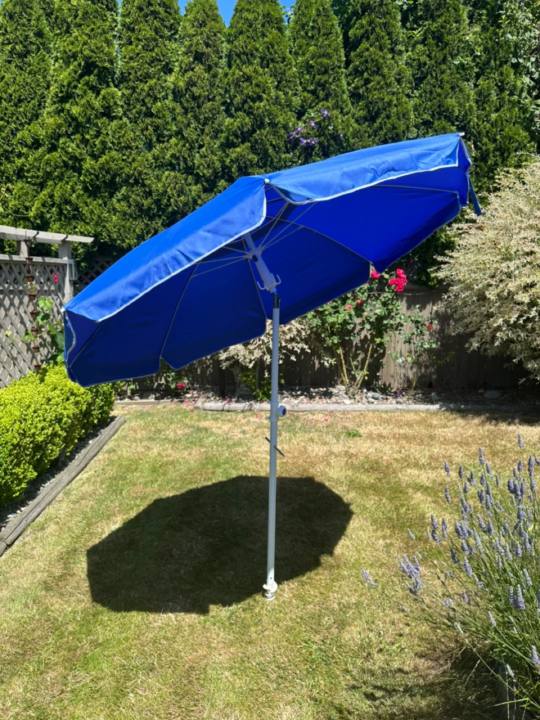 6’ Blue Outdoor Beach Umbrella with Sand Anchor - photo 2
