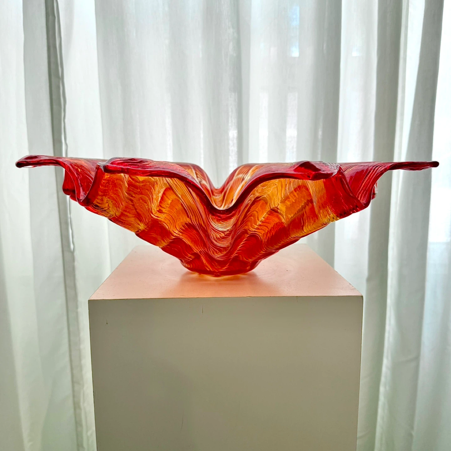 Vintage MCM large Murano art glass flower fruit bowl - photo 3