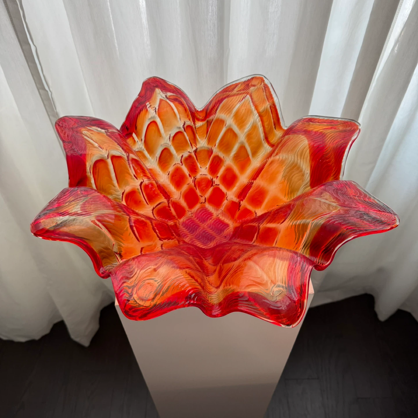 Vintage MCM large Murano art glass flower fruit bowl - photo 2