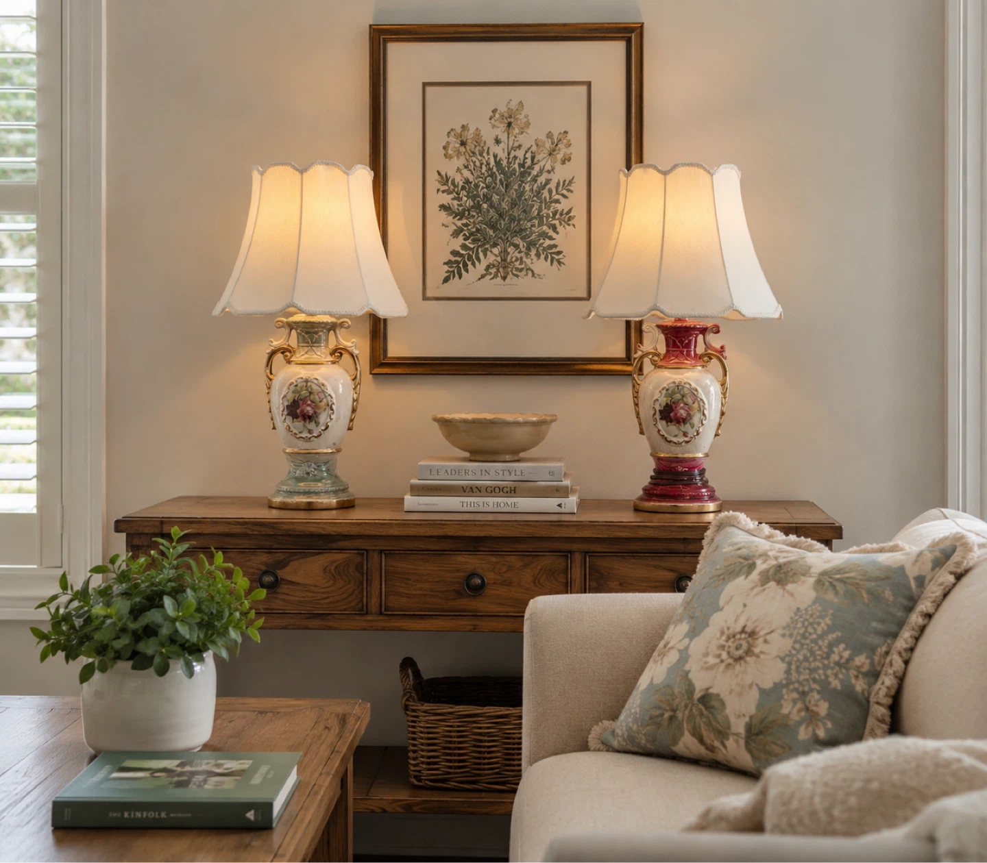 Price for each. Vintage Ceramic Table Lamp with Floral Design - photo 5