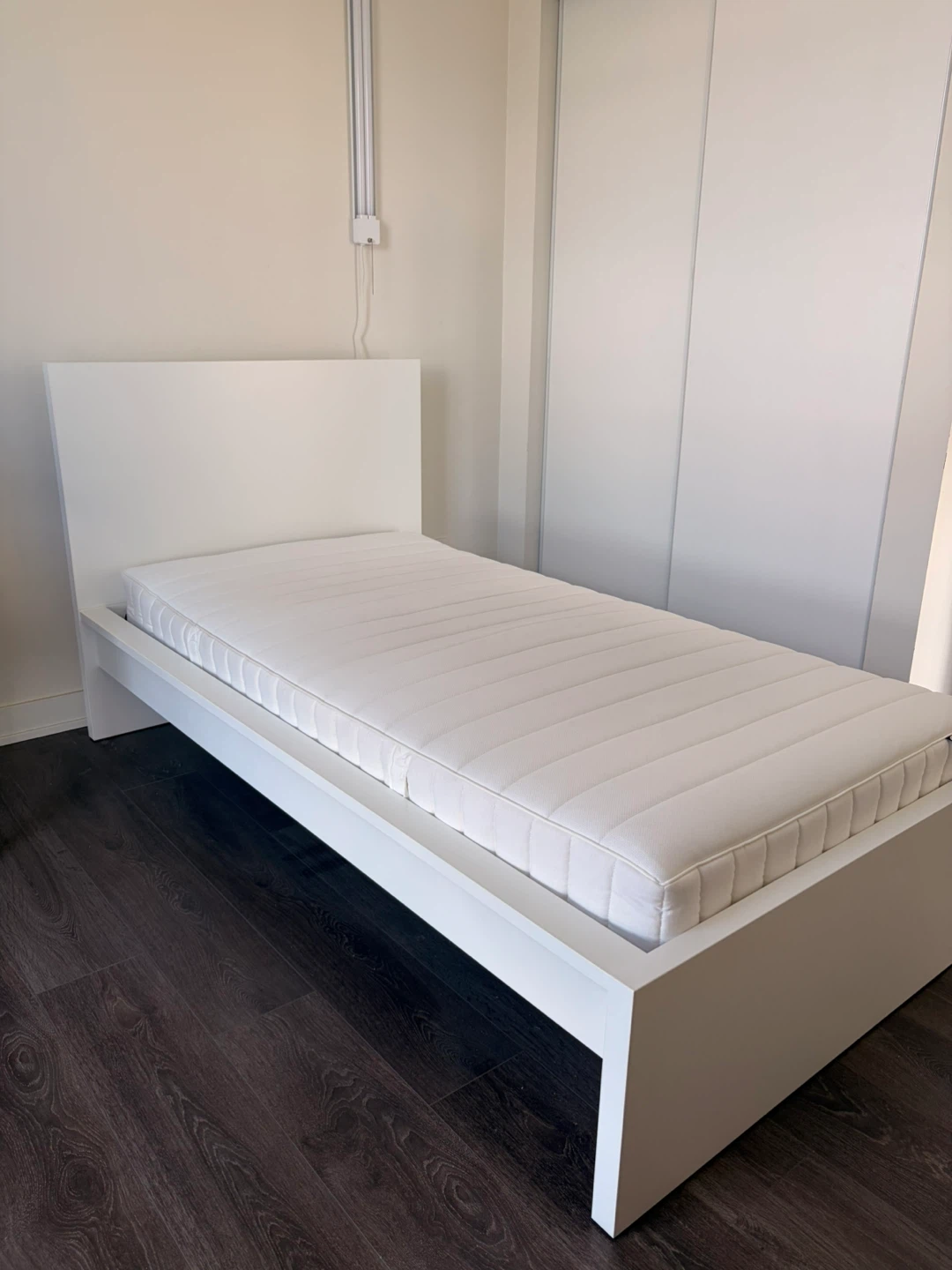 IKEA twin MALM bed frame with VALEVÅG hybrid Mattress