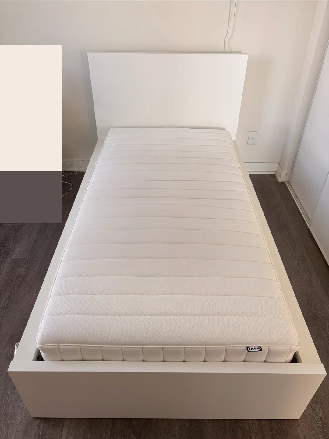 IKEA twin MALM bed frame with VALEVÅG hybrid Mattress - photo 2