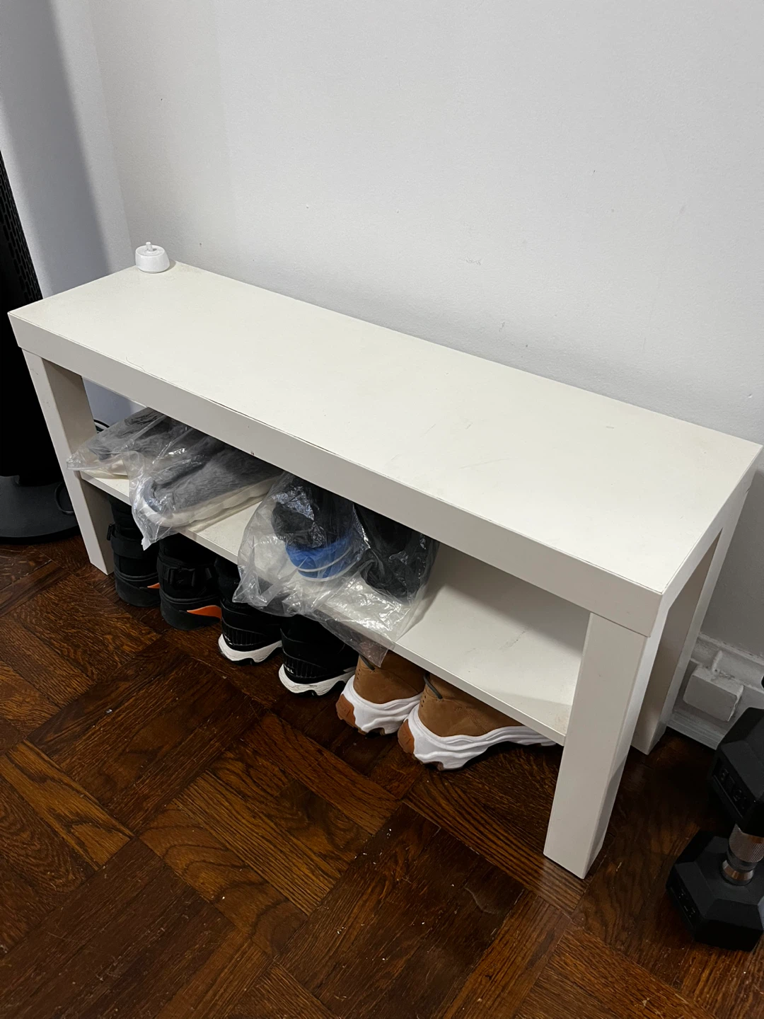 White Two-Tier Shoe Rack Bench - photo 2