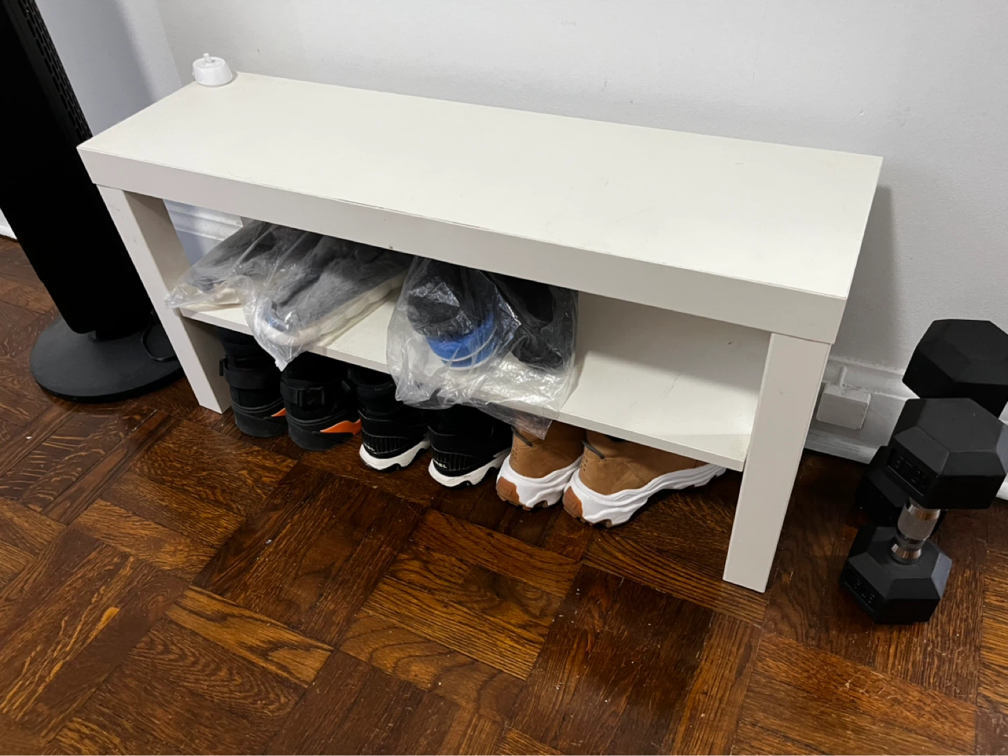 White Two-Tier Shoe Rack Bench