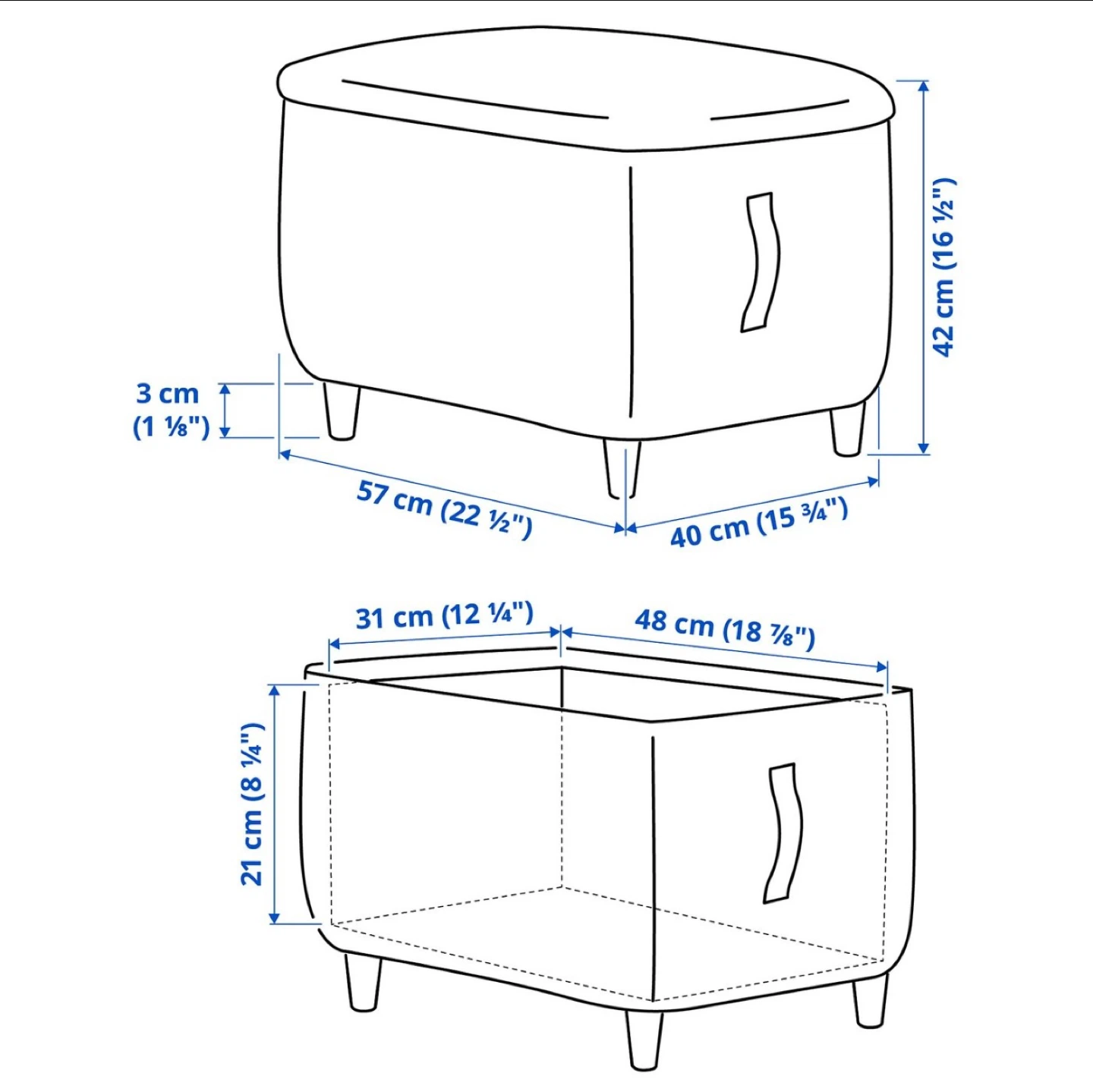 IKEA Oskarshamn Red Storage Footstool/Ottoman - photo 5