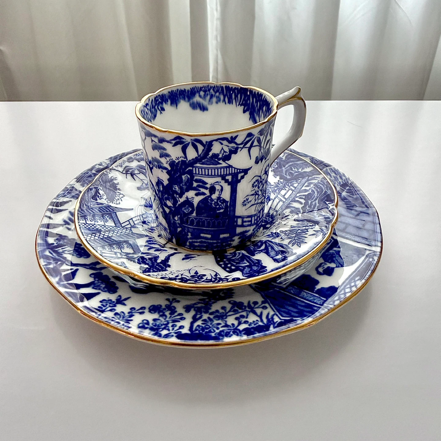 Royal Crown Derby Mikado demitasse trio