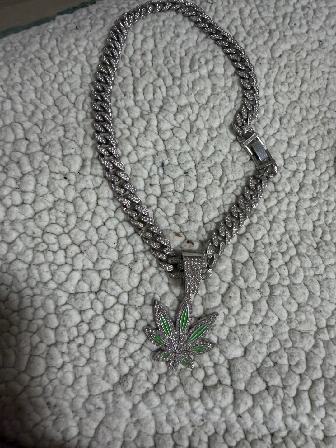 Iced Out Marijuana Leaf Pendant Necklace