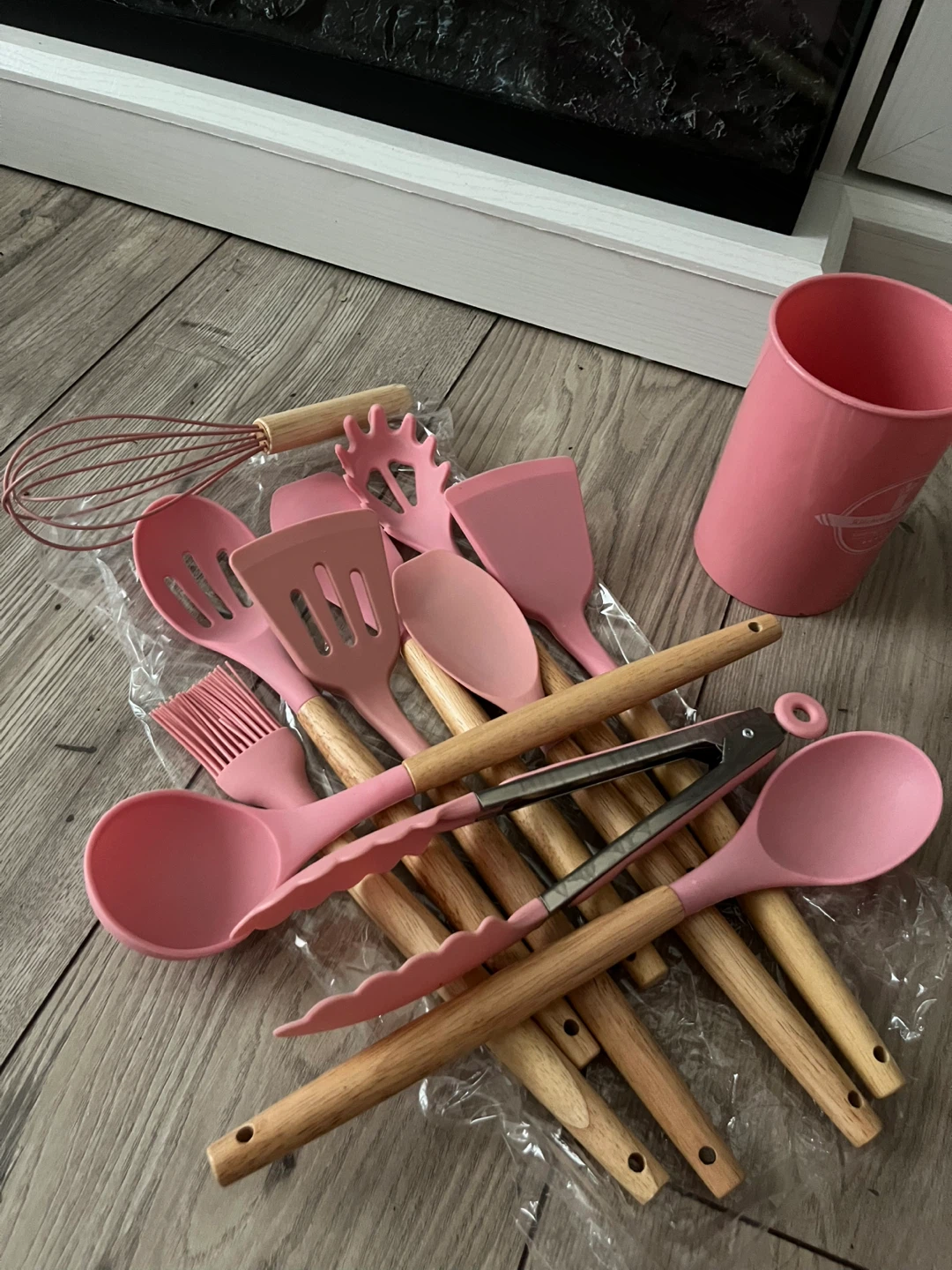 Pink Silicone Kitchen Utensil Set