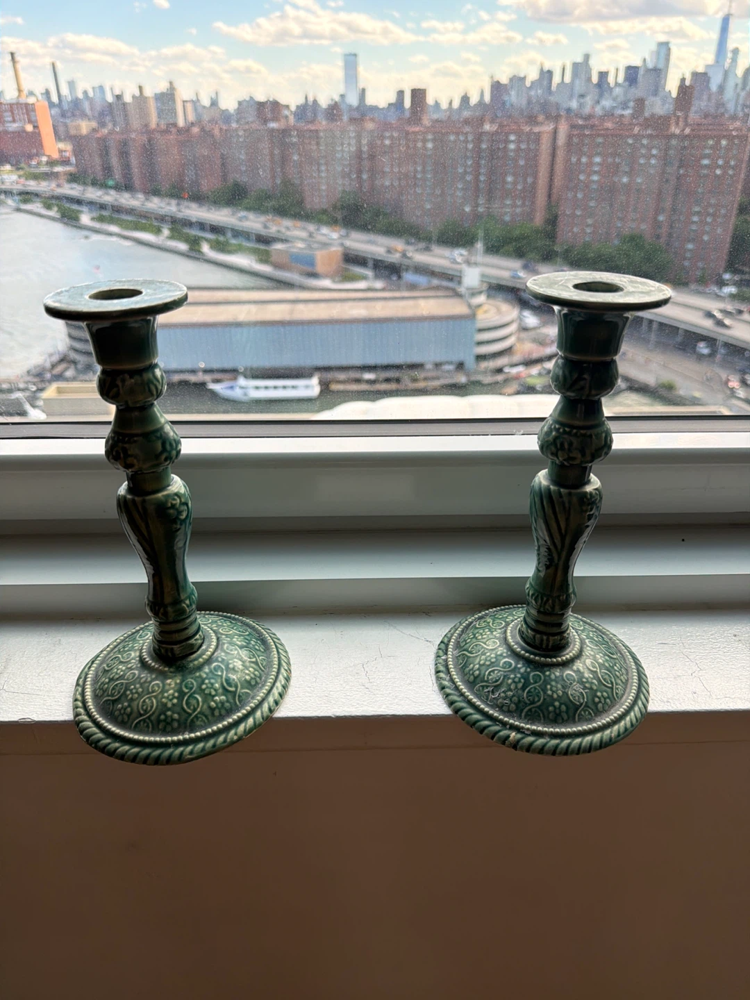 Green Ceramic Candlestick Holder Set - photo 2