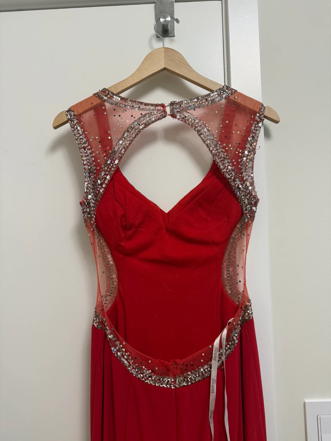 Red Beaded Cutout Prom Dress - photo 2