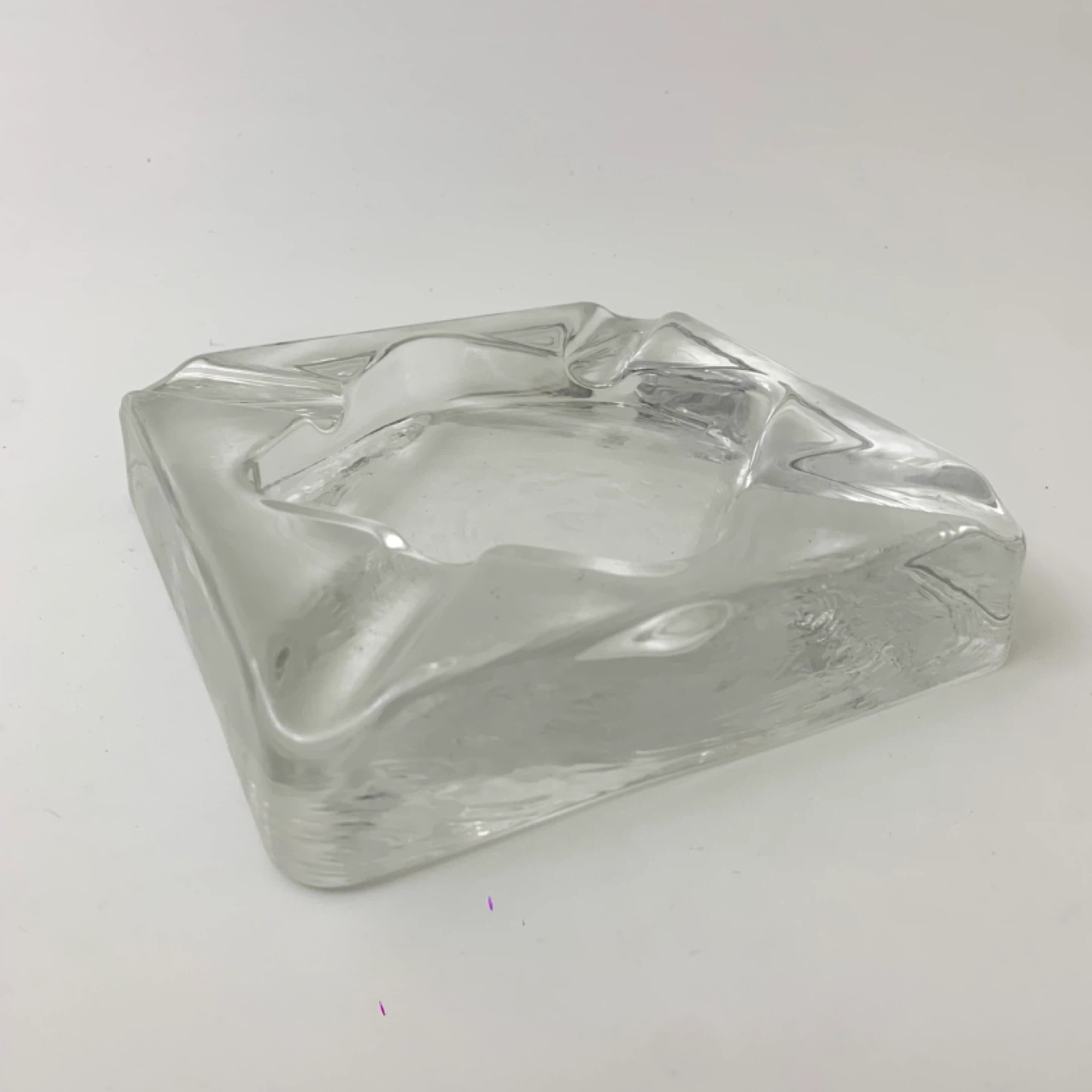 Glass Ashtray Heavy Ashtray Clear Glass Bar Decor Vintage
