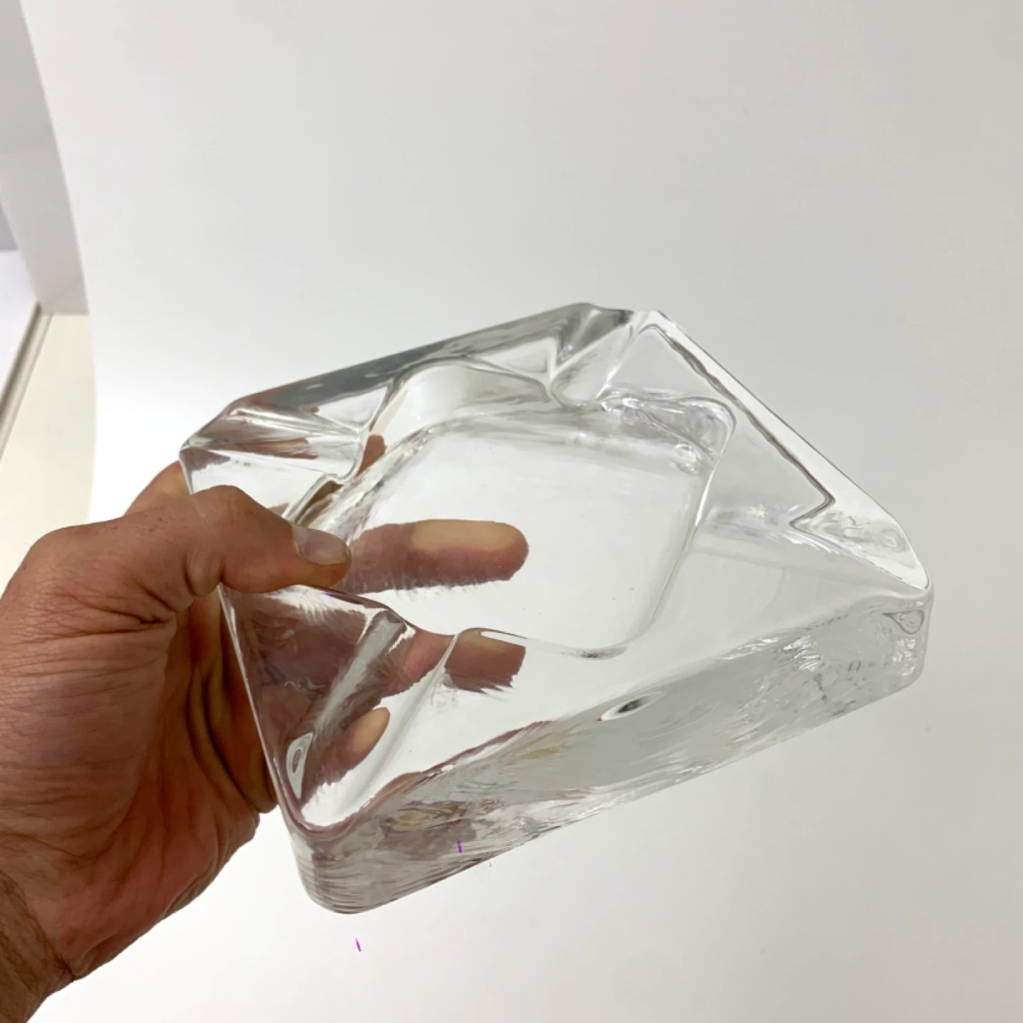 Glass Ashtray Heavy Ashtray Clear Glass Bar Decor Vintage - photo 5