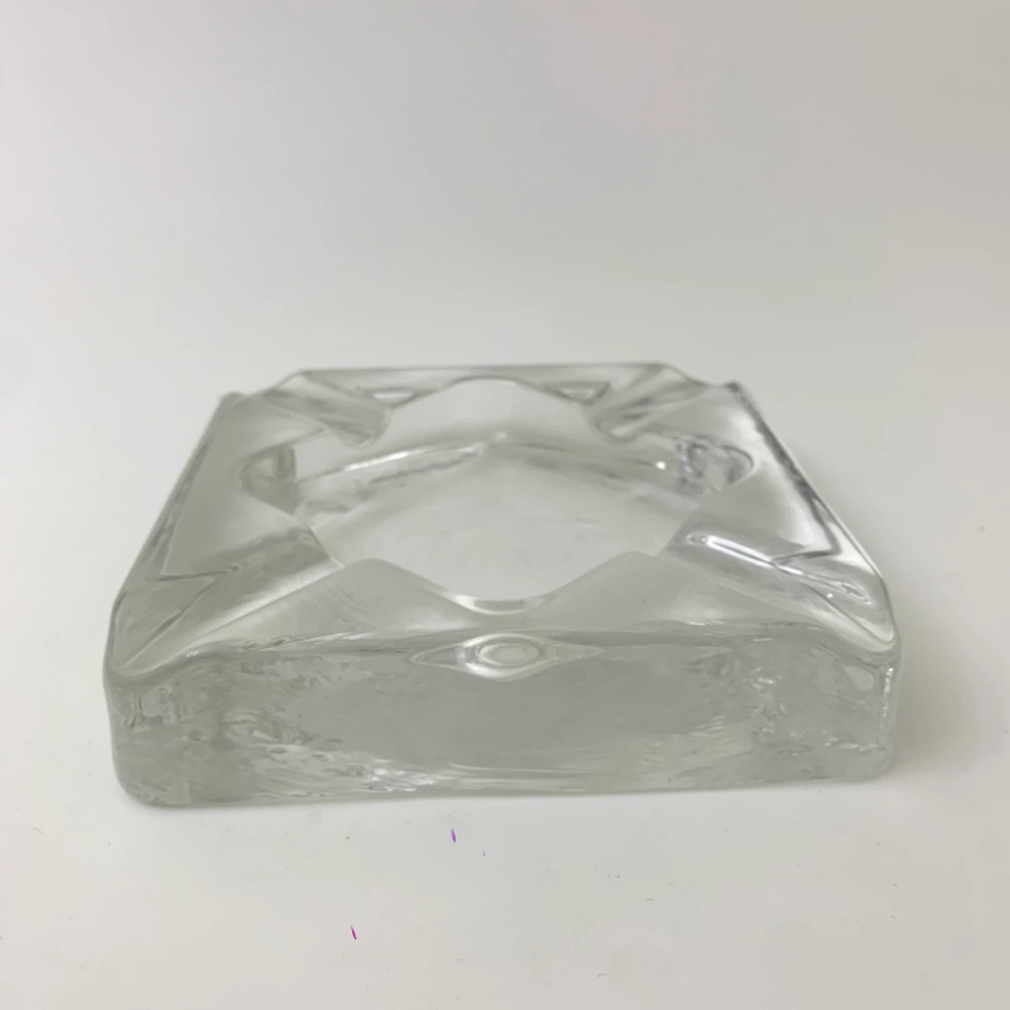 Glass Ashtray Heavy Ashtray Clear Glass Bar Decor Vintage - photo 3