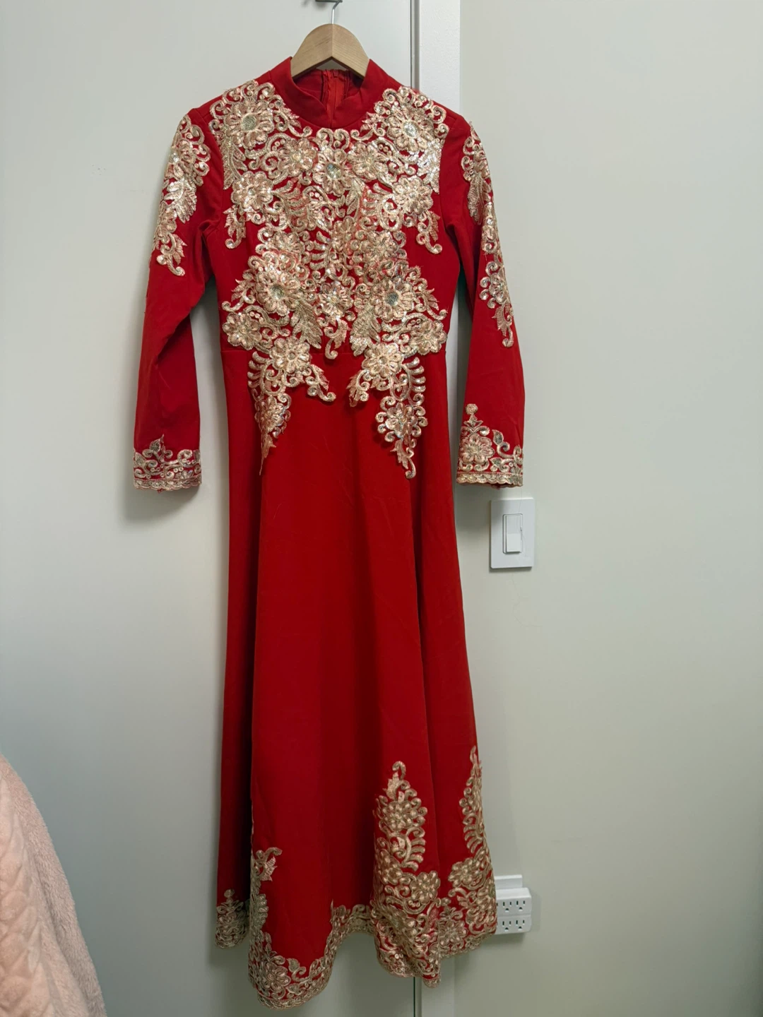 Red Embroidered Maxi Dress - photo 3