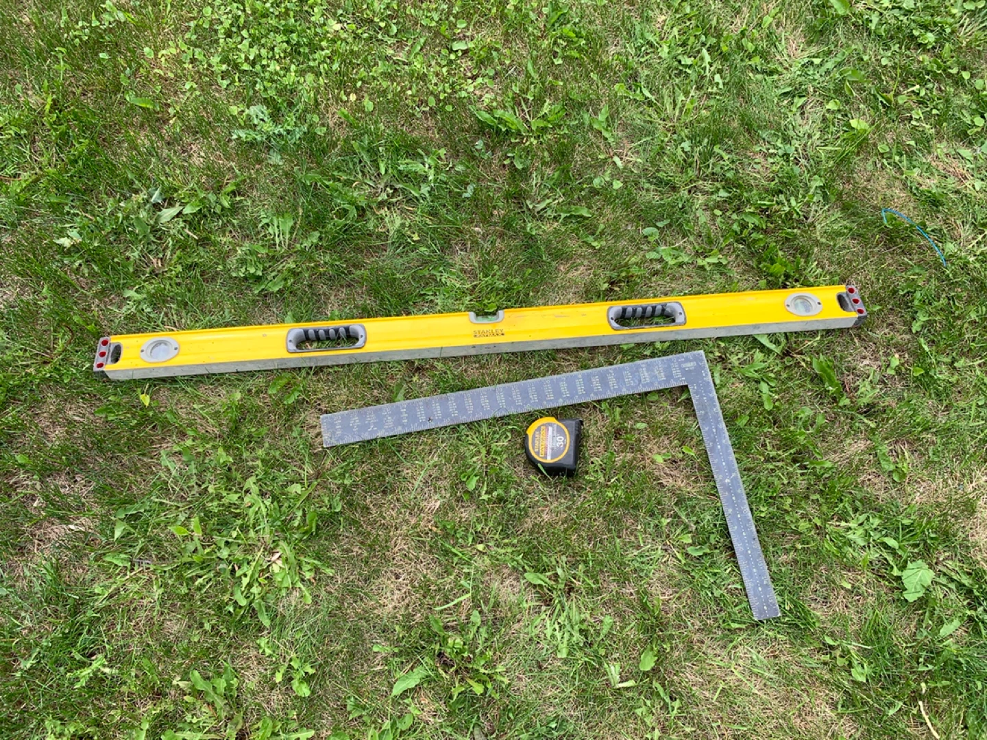 Level, Square, Measuring Tape.