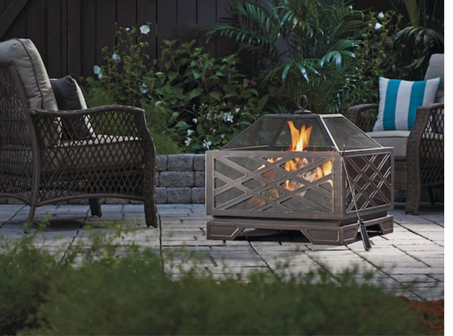 For Living Lawrence Steel Outdoor Wood Burning Fire Pit w/ Poker - photo 2
