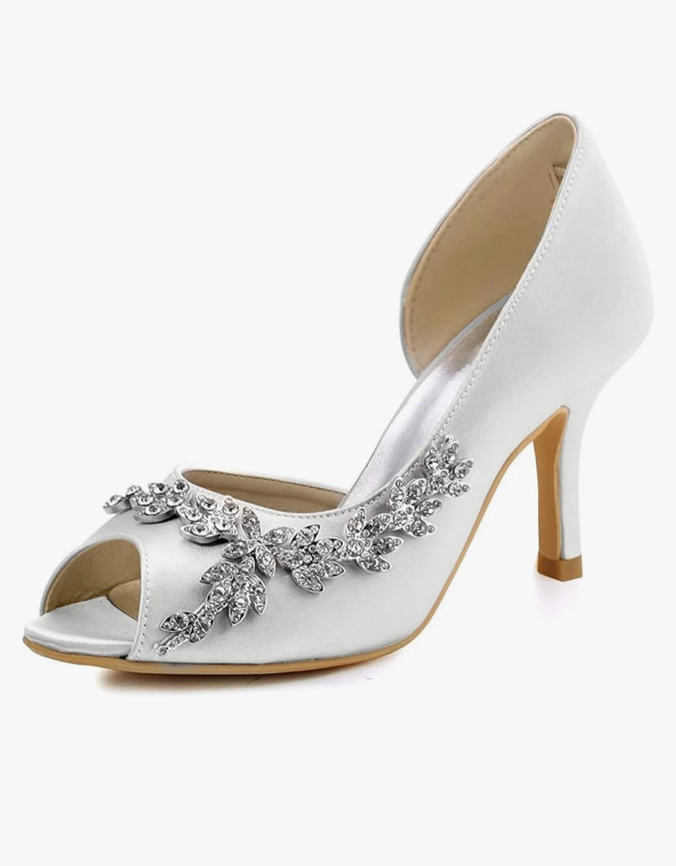 Elegant Park White Peep Toe Heels