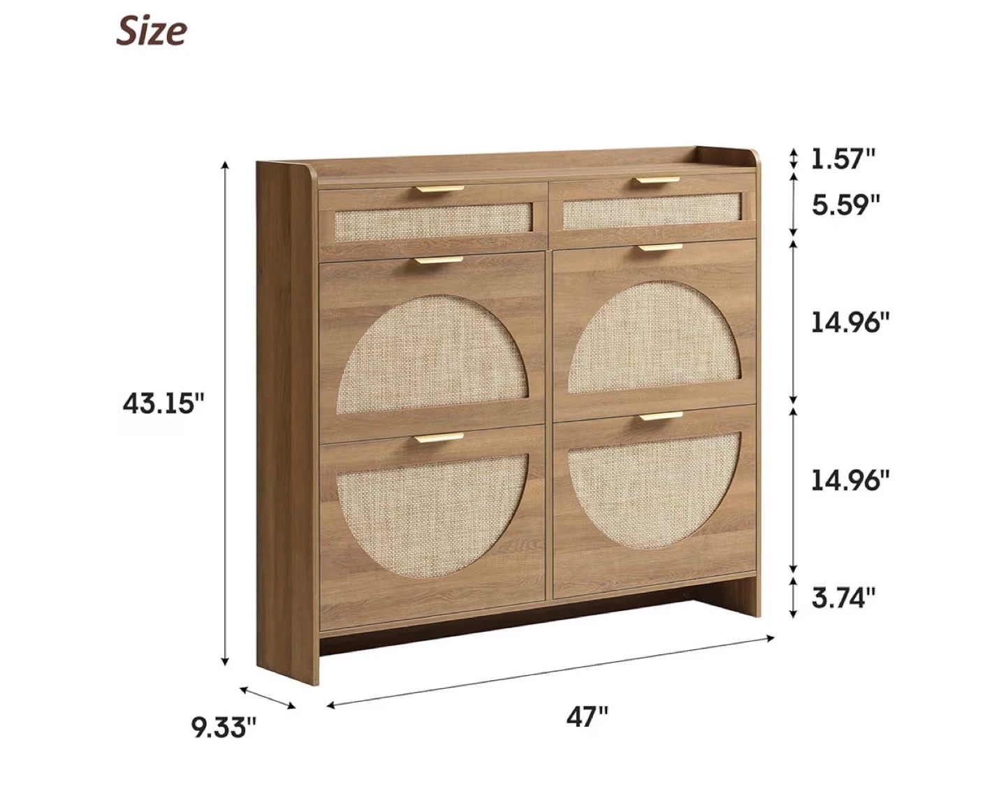 Wooden Shoe Cabinet with 2 Drawers and 8 Shelves - photo 2