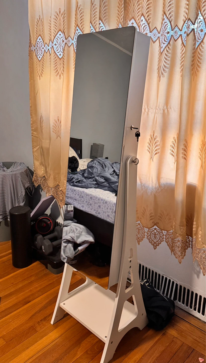 White Jewelry Armoire with Full-Length Mirror - photo 4