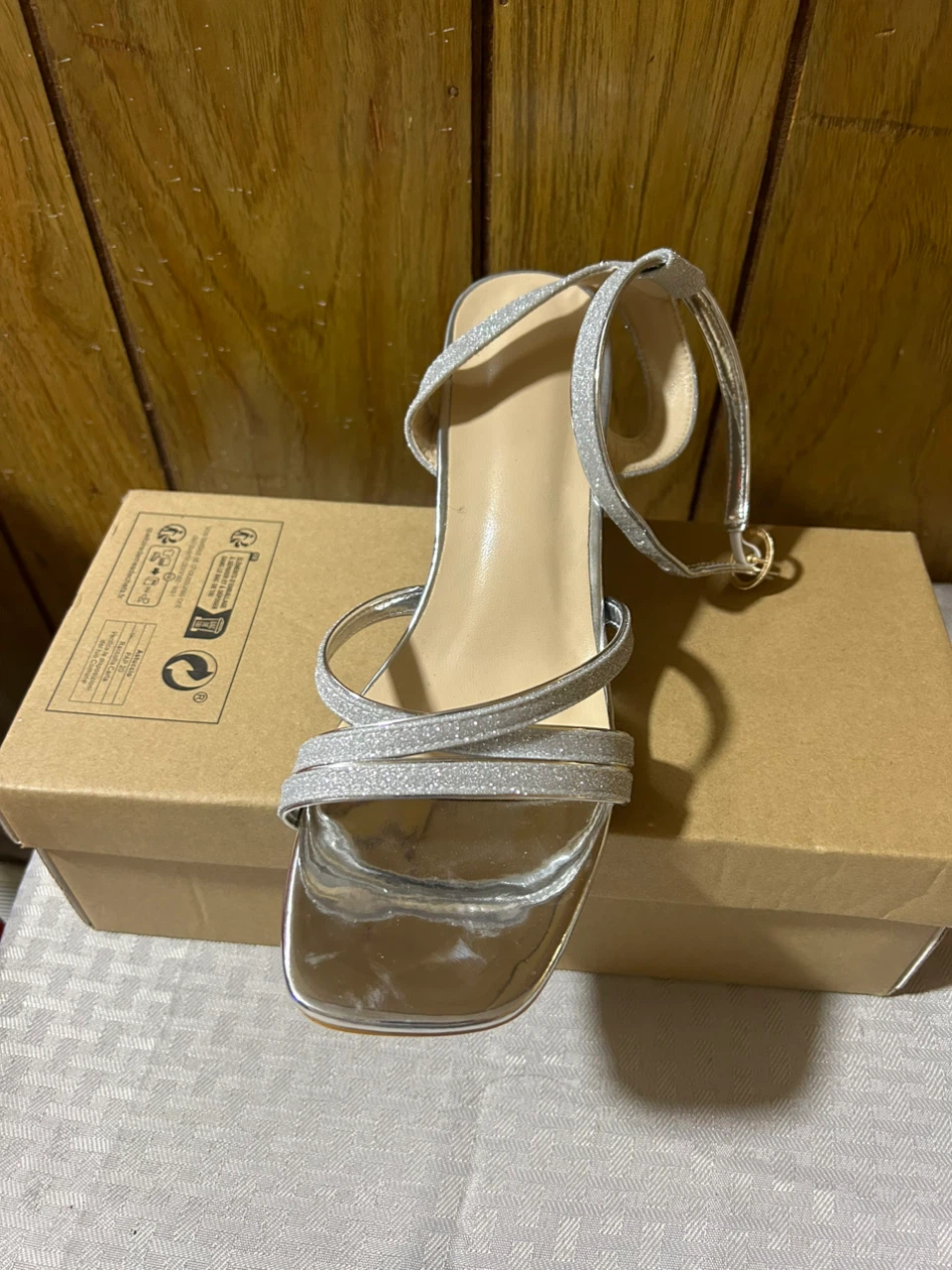 Silver Glitter Block Heel Sandals - photo 2