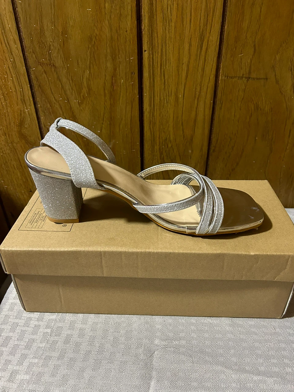 Silver Glitter Block Heel Sandals - photo 3
