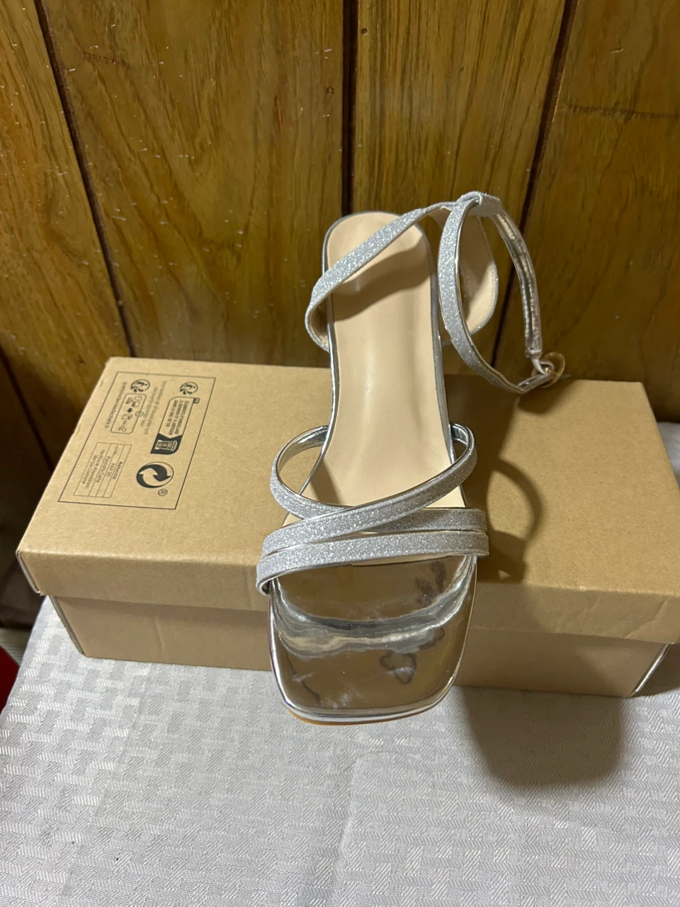 Silver Glitter Block Heel Sandals - photo 4