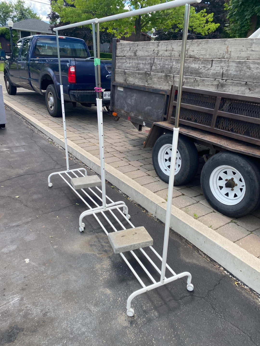 Ikea White Rolling Garment Rack with Shelves