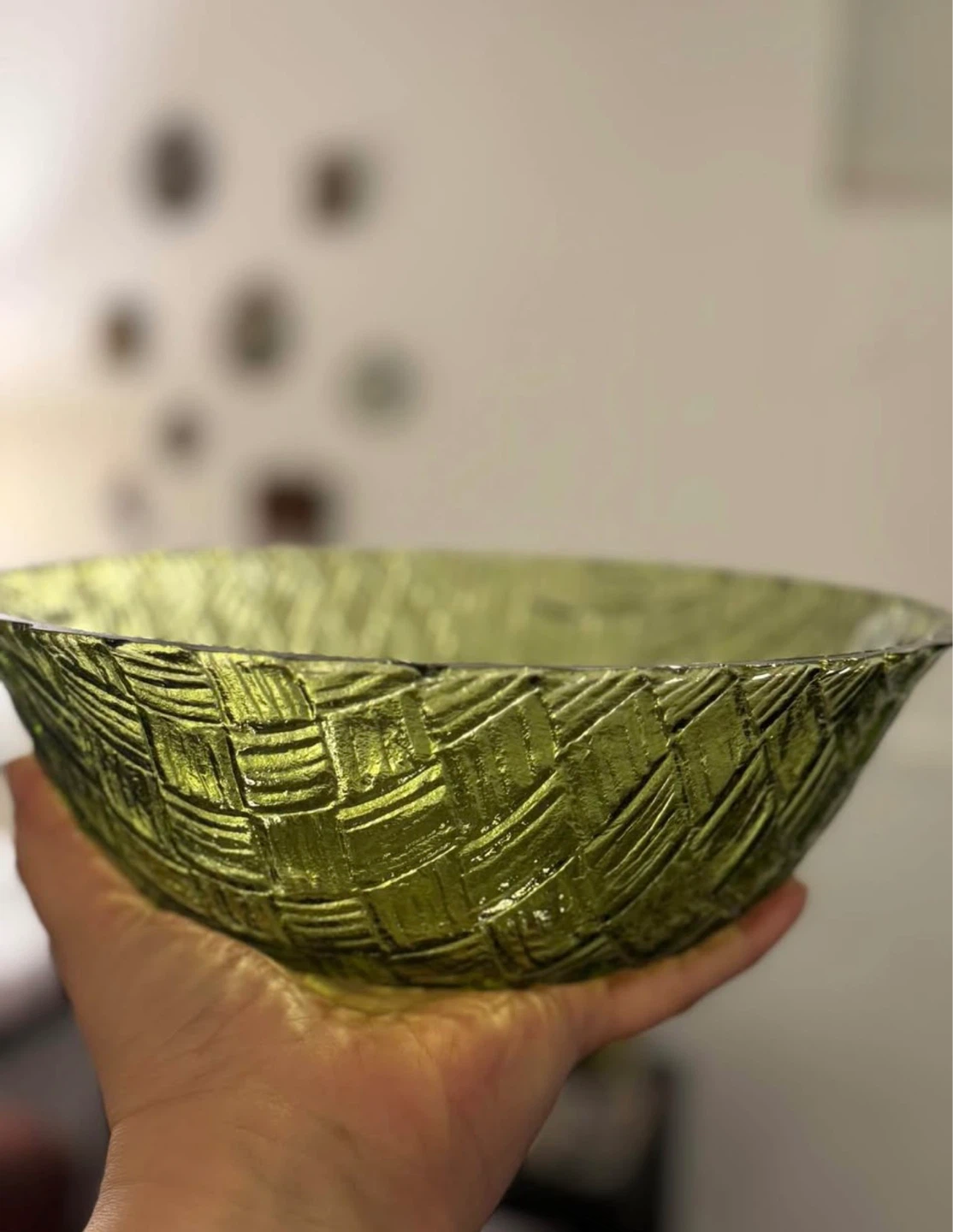 Green Textured Glass Serving Bowl - photo 4