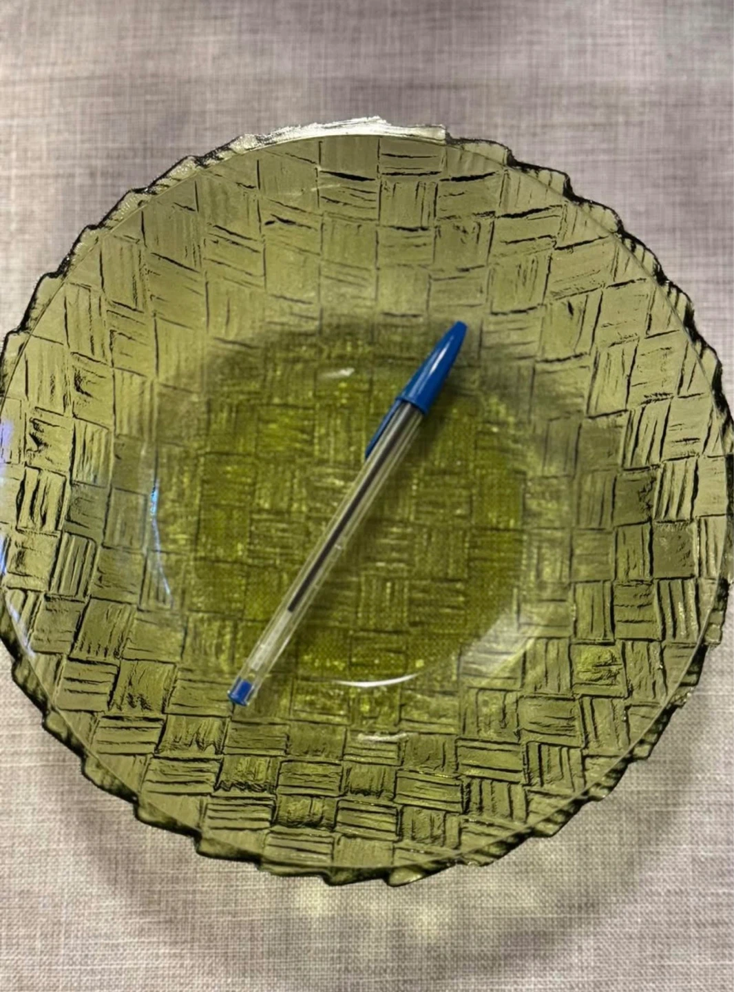 Green Textured Glass Serving Bowl - photo 3
