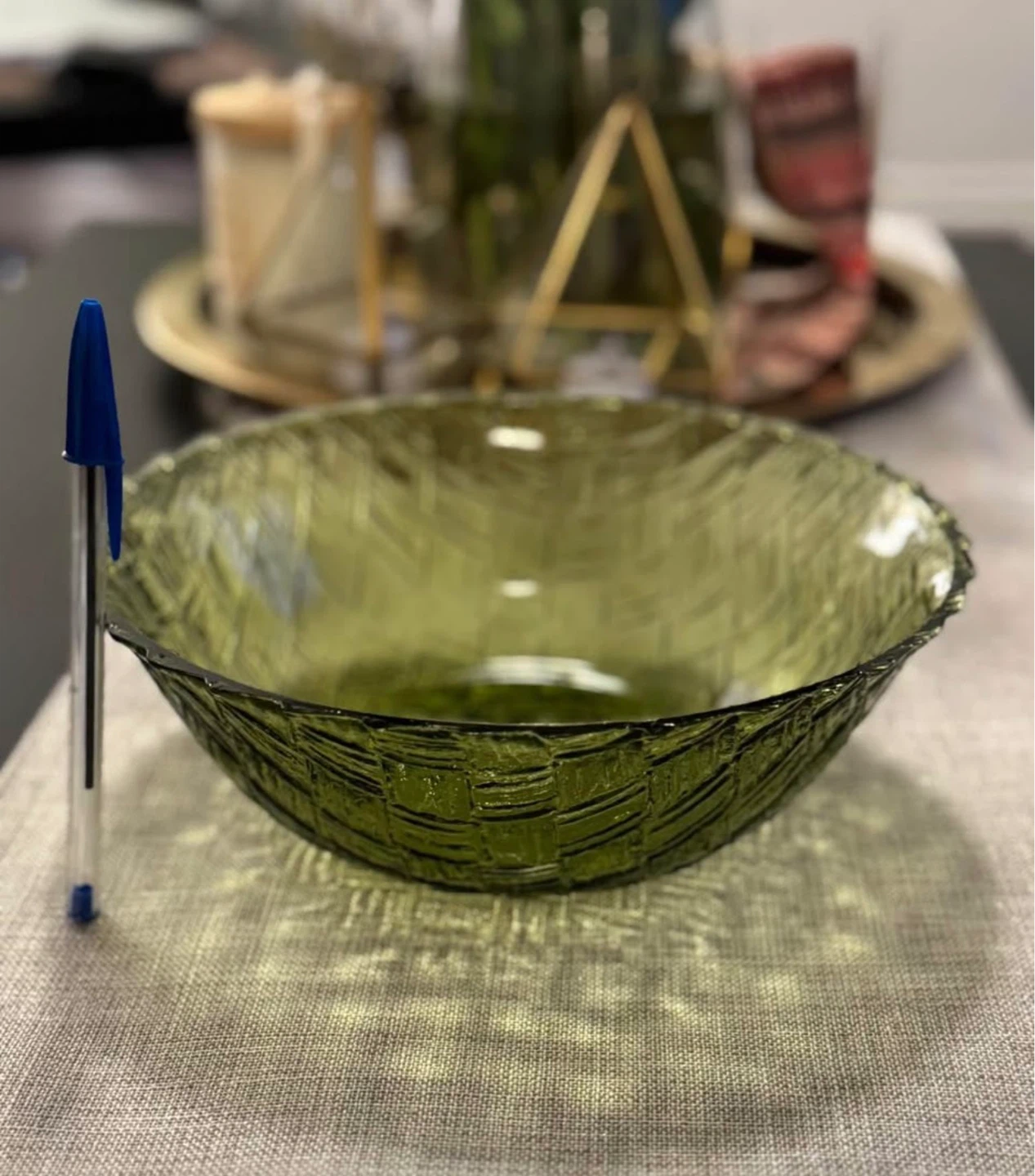 Green Textured Glass Serving Bowl - photo 2