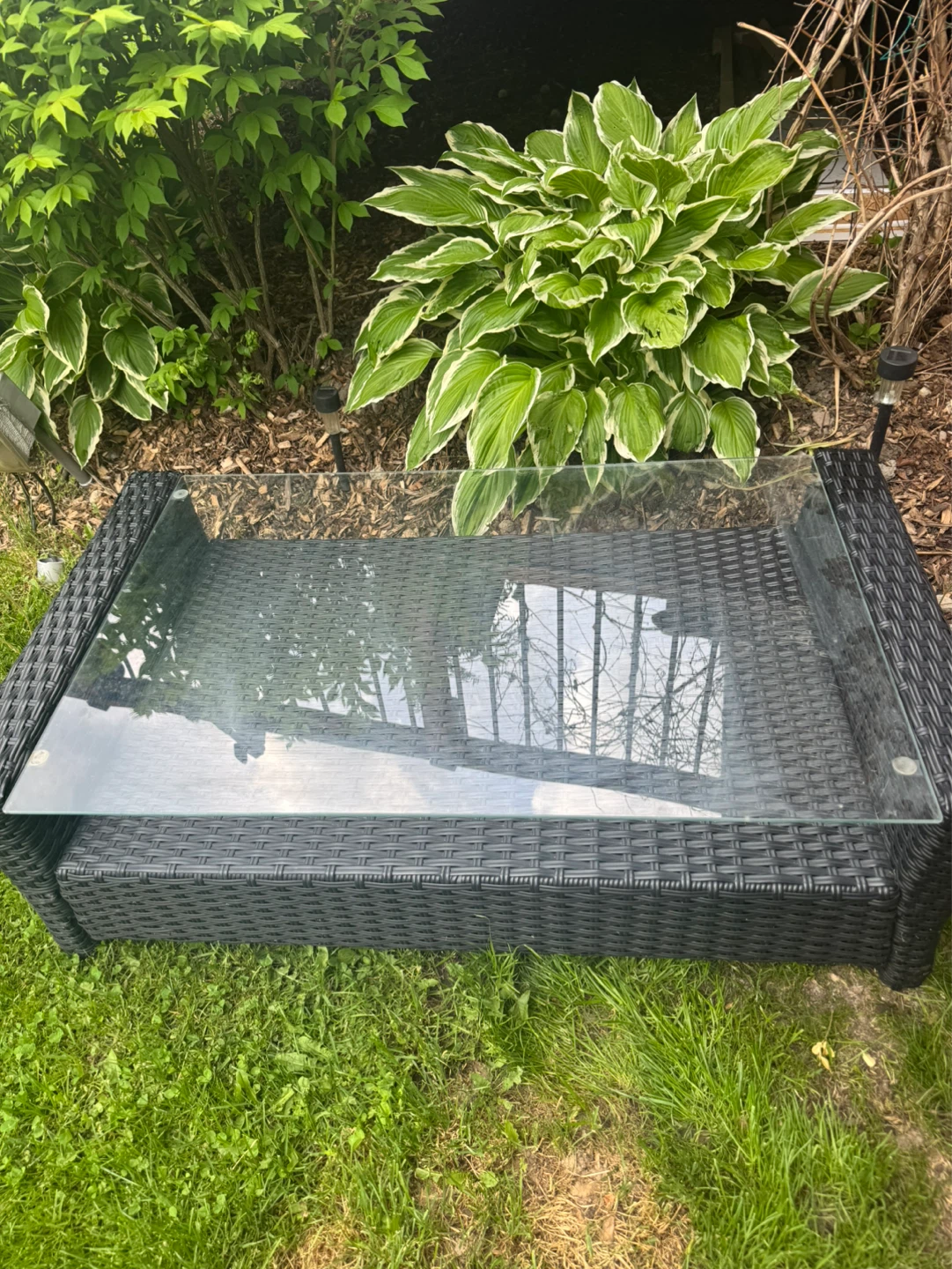 Rattan Coffee Table with Glass Top - photo 2