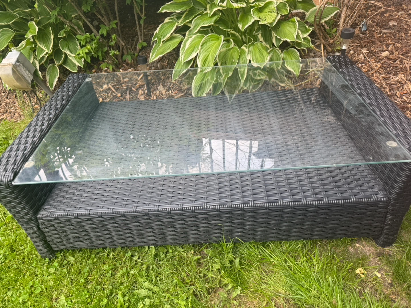 Rattan Coffee Table with Glass Top