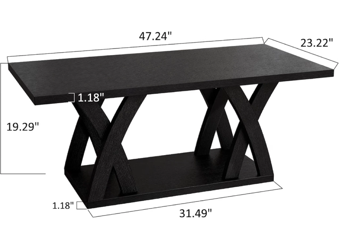 Black Coffee Table with X-Leg Design - photo 2